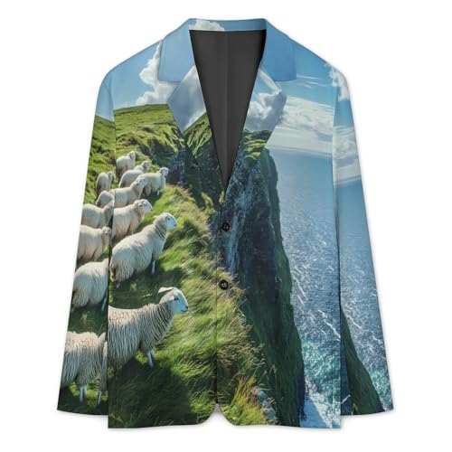 Sheep Irish Cliff Men's Slim Suit Long-Sleeve Prom Tuxedo Classic Two Button Business Jacket3