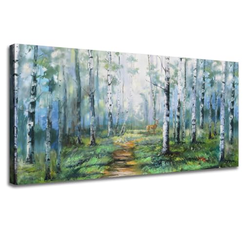 Enartly Birch Tree Forest Canvas Wall Art for Living Room 40"x20"