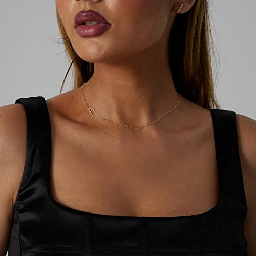 Dainty Initial Necklaces for Women 14K Gold Plated Sideways Initial Necklace Personalized Letter Necklace Everyday Jewelry Gift4