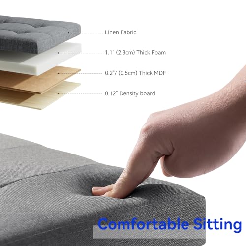 Image of BRIAN & DANY 30 Inches Folding Storage Ottoman Bench, Ottoman with Storage Bench for Bedroom, Living Room, Entryway, Foot Rest with Legs, Dark Gery