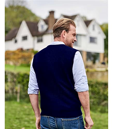 Aoysky Sweater Vest For Men V Neck Sleeveless Chunky Cable Knit Sweaters Pullover Casual Relaxed Fit Solid Plain Vest Blue #TOP7