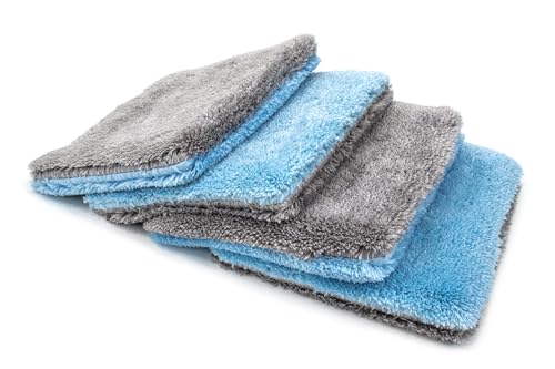 Autofiber Flat Out Microfiber Car Wash Pad - Pack of 4 Blue/Gray (9 inch x 8 inch)