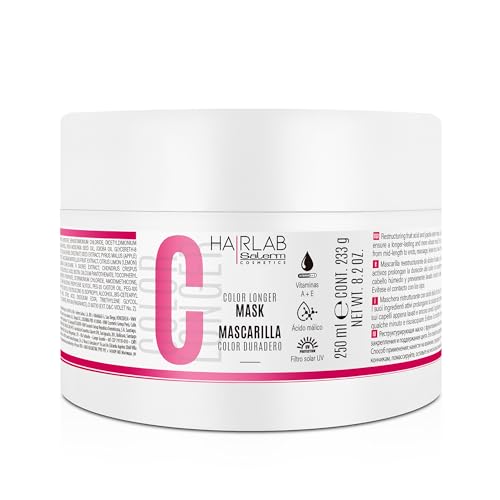 SALERM - Mascarilla Pelo Teñido - Color Longer Hair Lab - 250 ml - con Vitaminas A y E - Sella y Mantiene el Color - Melena más Brillante - Sin Sulfatos ni Parabenos