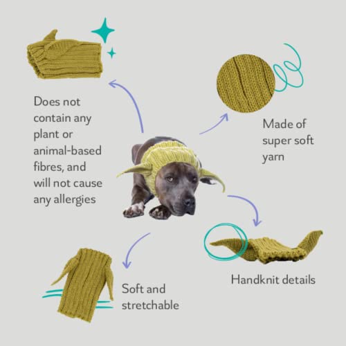 Zoo Snoods Baby Yoda Costume For Dogs, Medium - Warm No Flap Ear Wrap Hood For Pets, Star Wars Dog Costume For Winters, Halloween, Christmas & New Year, Soft Yarn Alien Ear Covers #TOP1