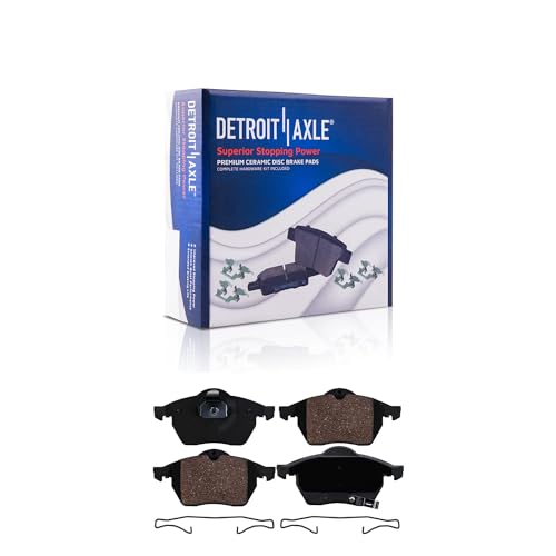Image of Detroit Axle - Front Ceramic Pads w /Hardware Brake Cleaner Fluid Replacement for Saab 9-3 9-5