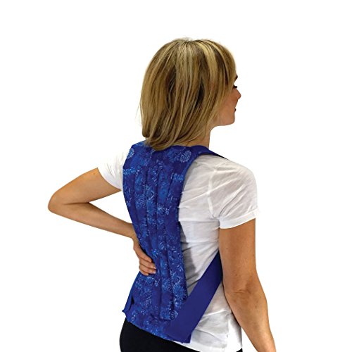 Nature Creation Microwaveable Herbal Heating Pad for Spine and Back - Soothing Herbal Hot & Cold Back Pack - Reusable & Portable Heating Pad with 2 Elastic Straps - Blue Flowers 1 Pack