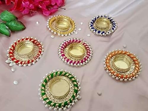 Igh Indian Tradtional Handmade Decorative Tea Light Candle Holders - Diya Lamp For Pooja, Diwali Decoration For Home - Best Housewarming Return Gift, Return Gifts, Pack Of 10 #TOP5