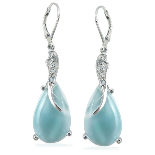 Sterling Silver Teardrop Larimar Dangle Earrings BTS-NEA3055/LR/SB