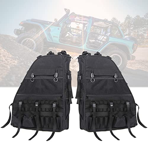 Promo 40% OFF Roll Bar Storage Bag Cargo Cage with Multi-Pockets Organizers Tool Kits Holder Compatible with Jeep Accessories Wrangler JK JKU TJ JL & Unlimited 4 Doors 2007~2021 (Pack of 2)