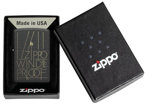 Image of Zippo Line Art Zippo Design Black Crackle,Windproof Pocket Fuel Refillable Lighter, BIS Certified