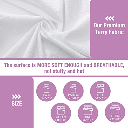 Queen Size Mattress Protector Waterproof For Potty Training, Fitted Bed Cover Terry, Up To 18 Inch Deep Pocket, For Foam/Box Spring Mattress, Soft, Breathable, Noiseless, Washable, White #TOP1