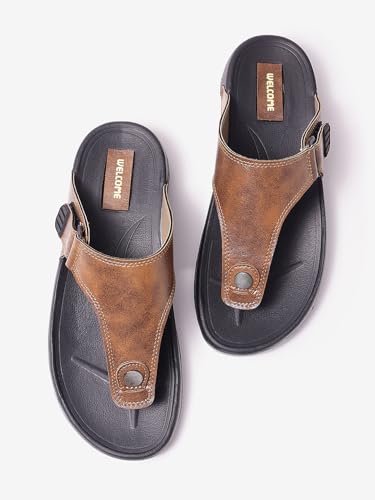 Image of WELCOME Soft Men's Slippers with Cushion FootBed for Adult | Comfortable & Light Weight | Stylish & Anti-Skid | Waterproof & Regular Flip Flops for Gents /Boys