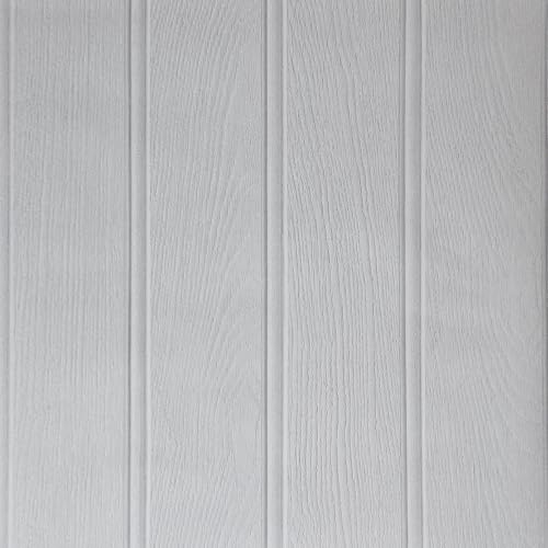 Trafagala Wood Effect Wallpaper Tongue and Groove Panelling Wallpaper Wooden Slat Textured Grey and White Panel Wallpaper for Living Room Bedroom Hallway Kitchen Feature Walls