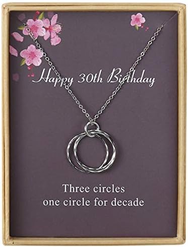 Estendly Happy Birthday Necklace Circles Pendant Necklace Birthday Gift for Women Girls 21st 30th 40th 50th 60th 70th 80th