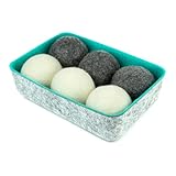 Three by Three Seattle Felt·Like·it!™ Wool Dryer Balls + Storage Bin: Reduce Drying Time, Static Cling, and Energy Use | Natural Alternative to Fabric Softeners (Pack of 6)