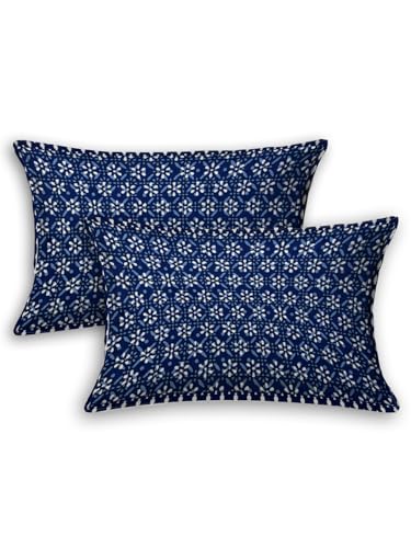 Image of LIVING ROOTS Jaipuri Hand Block Print King Cotton Bedsheet 86 * 104 inches (7 * 8.5 feet) with 2 Pillow Cover | 210 TC | Rich Fast Colour with No Colour Bleeding | (037-C)