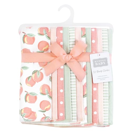 Image of Hudson Baby Unisex Baby Flannel Burp Cloth 12pk, Sweet Peach, One Size