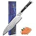 Sunnecko Coltello Santoku Damasco Coltelli da Cucina 18cm Coltello da Chef Giapponese VG-10 con Anima e Lama in Acciaio Damasco a 73 Strati e Manico G10 da Cucina - Serie Elite.