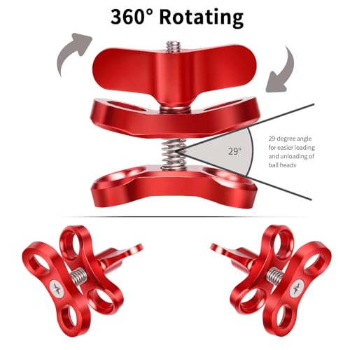 Support de bride à bille plongée sous-marine adaptateur clip 360 bras - 3
