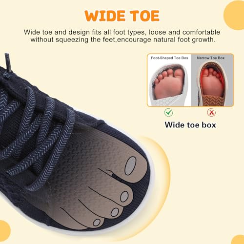 Image of JOINFREE Toddler Shoes Girls Boys Wide Barefoot Shoes Minimalist Walking Sneakers Zero Drop Slip on Tennis Shoe Breathable Naturally Flexible