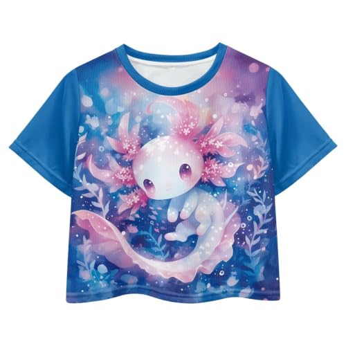 Image of Cute Crop Tops for Girls Short Sleeve Summer T Shirts Fashion Graphic Tees Crew Neck Pullover Tee 5-14 Years