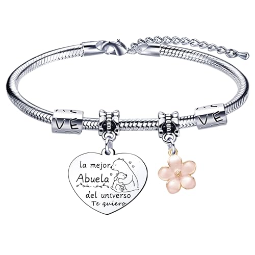 LKJHGF Pulsera Regalo Abuela, Plata, Clásico, Cierre de Pinza de Langosta,...