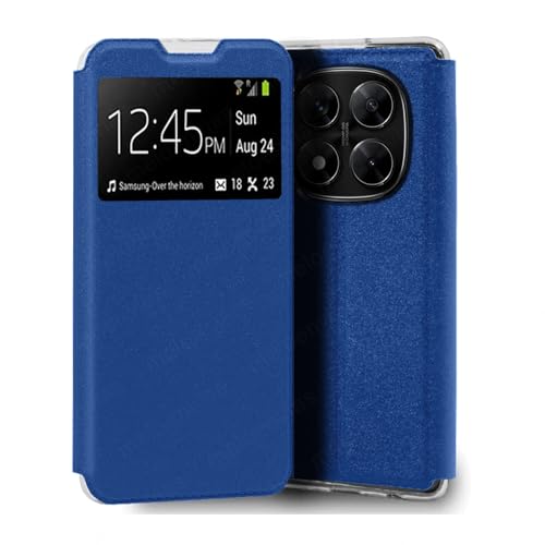 MELOENVIAS Funda para Xiaomi Redmi Note 14 Pro 5G Libro Estuche con Tapa Funcion Soporte Ventana Cierre Iman Color Azul