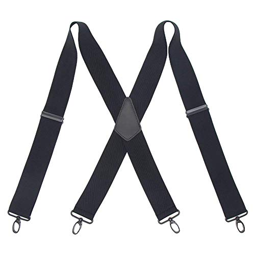 Suspenders for Men Heavy Duty Big and Tall Black Mens Suspenders with Adjustable Clips Elastic X Back Work Suspenders Men's Pant Trousers Suspenders with Swivel Hooks 2