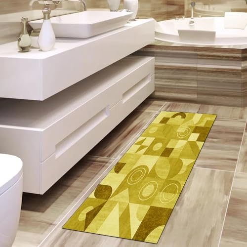Alfombra de pasillo para dar luz a tu cocina con su alegre diseño patchwork amarillo 4