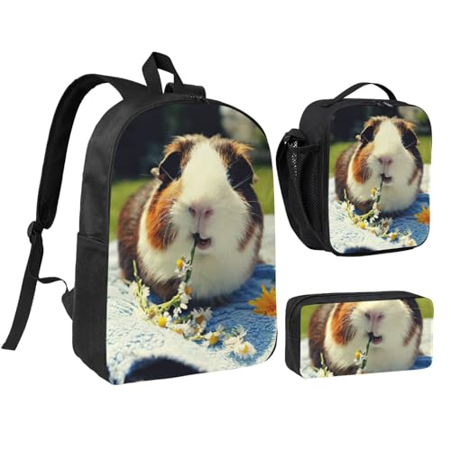 Sac à dos cochon d'Inde 3 en 1 avec boîte déjeuner et trousse