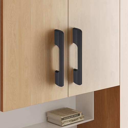 Image of LAPO 4 Piece Drawer Handle for Kitchen, 8 Inch Cabinet Handles for Wardrobe, Pulls for Cupboard, Almirah, Pooja Mandir (200mm, Black Finish, 3 Years Warranty) M-FB