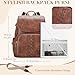 VASCHY Backpack Purse for Women, Fashion Cute Vegan Leather Flap Backpack Convertible Handbag for Ladies with Guitar Strap Brown