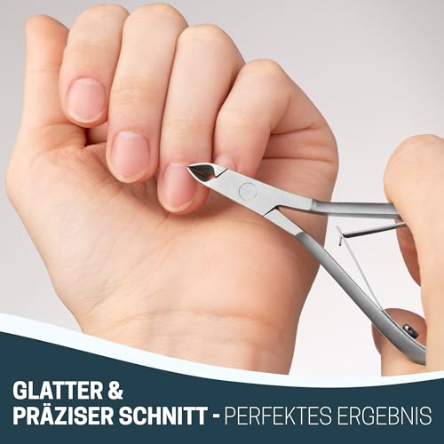 KLINGENHELD® Präzise Nagelhautzange - Sehr leichtgängig & extra scharf - inkl. Reisebeutel aus Baumwolle 100% plastikfrei & nachhaltig - Nagelhautschere, Nagelhautschneider