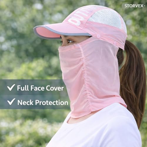 Image of Polyester Sun Protection Scarf Cap with Face Mask & Neck Cover for Men Women Kids, UV UPF Summer Hat, Breathable Balaclava for Cycling Running Beach Outdoor (Multicolour)