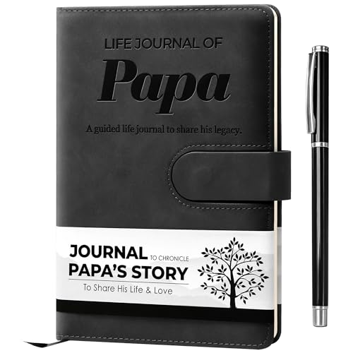 YDCUV Papa I Want to Know Your Life Story Leather Journal (Hardcover) - Birthday Gifts for Papa - Guided Journal to Share His Life Story - Ideal Gifts for Fathers Day from Granddaughter GrandSon
