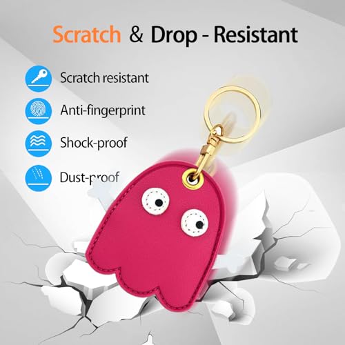 Image of Leather Keychain Case Holder Compatible with Apple AirTag, GPS Airtag Keychain Finder Tracker with Key Ring, Anti-Scratch Protective Air Tag Cover | Leather