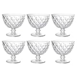 servizio macedonia cristallo argento Set completo da 6 coppette gelato: 6 coppette da 280 cc in vetro trasparente, perfette per gelati, dessert al cucchiaio, macedonie o frutta fresca.