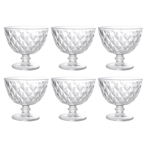 Set completo da 6 coppette gelato: 6 coppette da 280 cc in vetro trasparente, perfette per gelati, dessert al cucchiaio, macedonie o frutta fresca.