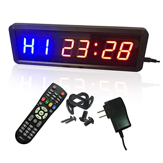 Ledgital Gym Timer Stopwatch with Remote, Countdown/up Clock in Mints Secs, Ideal Interval Timer Clock for Home Gym Workout, Ultra-Brightness & Dimmable, Wall Mount Brackets Included