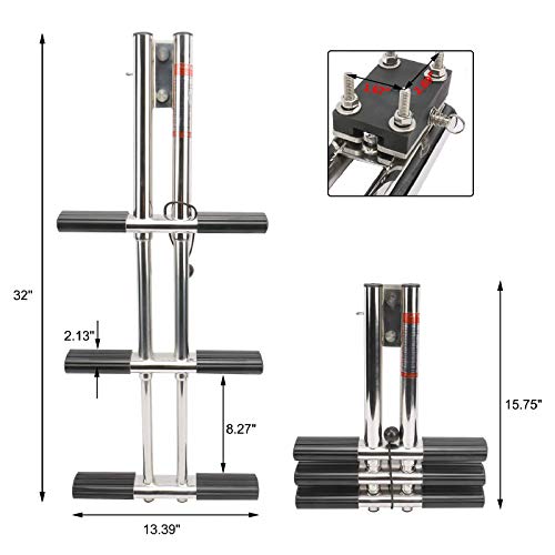 image for NovelBee 3 Step Dual Vertical Telescopic Boat Dive Ladder with transom