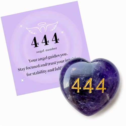 Amethyst 444 Angel Number Heart Stone–Spiritual Crystal Gift