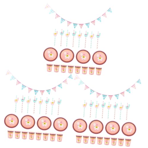 CLISPEED Louça 3 Conjuntos De 25 Peças De Pratos De Feliz Aniversário Decorações De Aniversário Louç