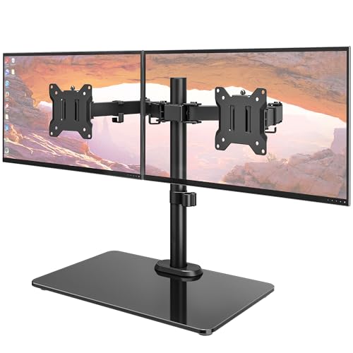 monTEK Freestanding Dual Monitor Stand with Sleek Glass Base for