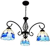 lampadari tiffany in offerta ★ Fatto a mano puro: il vetro colorato è realizzato con filo di stagno puro saldato a mano, corpo della lampada in ferro battuto e l'altezza di caduta può essere regolata