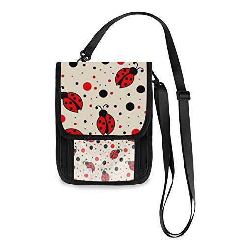 ALAZA Ladybugs And Dots Small Crossbody Wallet Purse Cell Phone Bag Rfid Passport Holder with Credit Card Slots