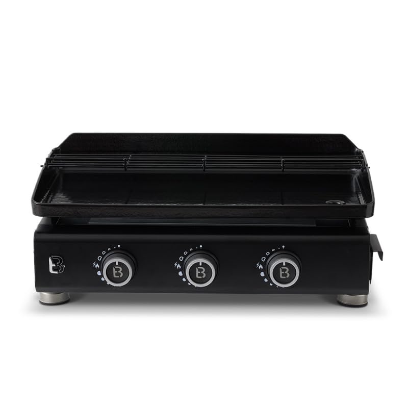 BRASERO - Piastra Silvia EVO 3 Fuochi Braciere - Piastra in acciaio da 67 x 34 cm - 3 bruciatori - Griglia di riscaldamento - Piezo integrato - Cassetto grasso con indicatore di livello - Fino a 10