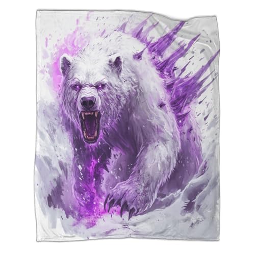 VFKLZCNYR Bear Cozy - Manta de forro polar con estampado de lujo, diseño 3D, para sofá, cama, ropa de cama deportiva de microfibra suave y cálida para cama, sofá, 40 x 50 pulgadas (100 x 130 cm)