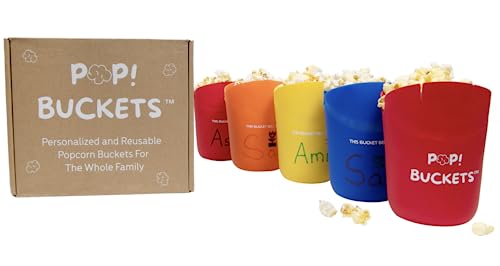 POP! BUCKETS Personalized Silicone Microwave Popcorn Popper - Set of