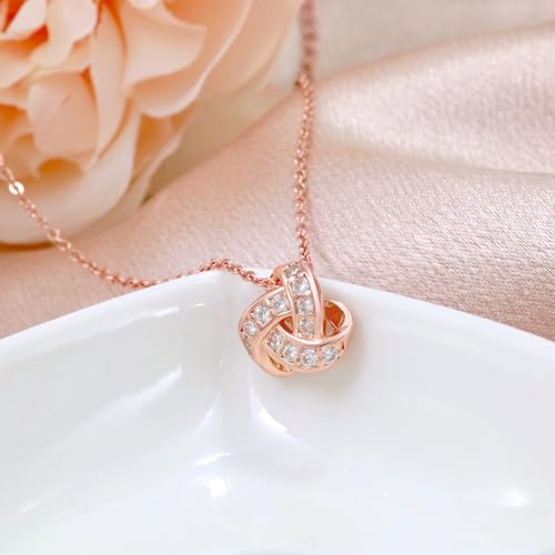 14K Gold Plated Pendant Necklace | 925 Sterling Silver Chain CZ Hypoallergenic Pendant Charms Love Knot Cubic Zirconia Necklace for Women4
