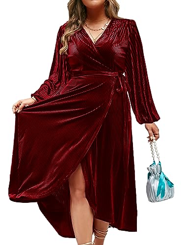 Image of BerryGo Women's Velvet V Neck Wrap Semi Formal Dress Cocktail Party Maxi Dress for Wedding Guest